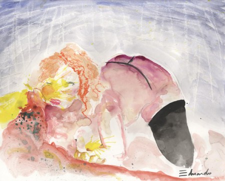 Daniella. Óleo, gouache, cera, acuarela y tinta sobre papel. 29.5 x 36.5 cm.